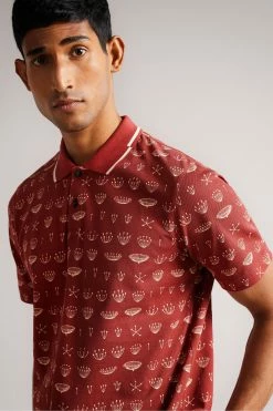 Ted Baker Colves Orange Short Sleeve Printed Polo Shirt -TED BAKER Sales Store unnamed file 4269