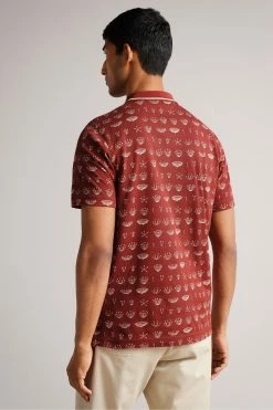 Ted Baker Colves Orange Short Sleeve Printed Polo Shirt -TED BAKER Sales Store unnamed file 4272