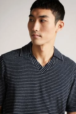 Ted Baker Rendle Blue Striped Towelling Polo Shirt -TED BAKER Sales Store unnamed file 4281