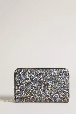 Ted Baker Retra Black Retro Flood Micro Floral Midi Zip Purse