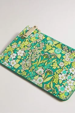 Ted Baker Green Garcet Emerald Flirty Texture Floral Zip Card Holder -TED BAKER Sales Store unnamed file 4399