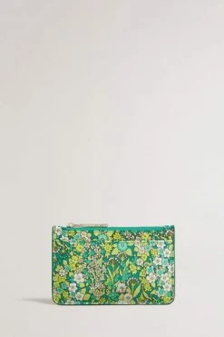 Ted Baker Green Garcet Emerald Flirty Texture Floral Zip Card Holder -TED BAKER Sales Store unnamed file 4400