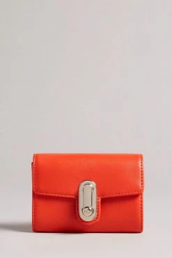 Ted Baker Small Red Twist Lock Fold Purse