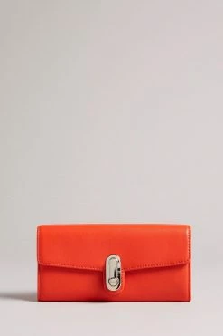 Ted Baker Red Twist Lock Large Fold Purse