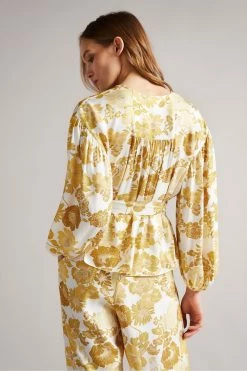 Ted Baker Yellow Adissa Wrap Top With Blouson Full Sleeve -TED BAKER Sales Store unnamed file 4477