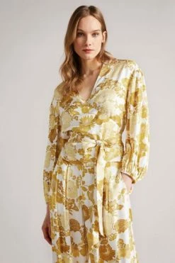 Ted Baker Yellow Adissa Wrap Top With Blouson Full Sleeve -TED BAKER Sales Store unnamed file 4481