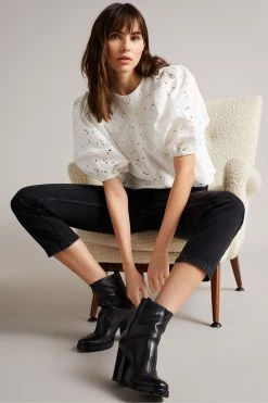 Ted Baker Inda White Cropped Top With Puff Sleeve 9 Ted Baker Inda White Cropped Top With Puff Sleeve -TED BAKER Sales Store unnamed file 4495