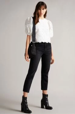 Ted Baker Inda White Cropped Top With Puff Sleeve 10 Ted Baker Inda White Cropped Top With Puff Sleeve -TED BAKER Sales Store unnamed file 4496