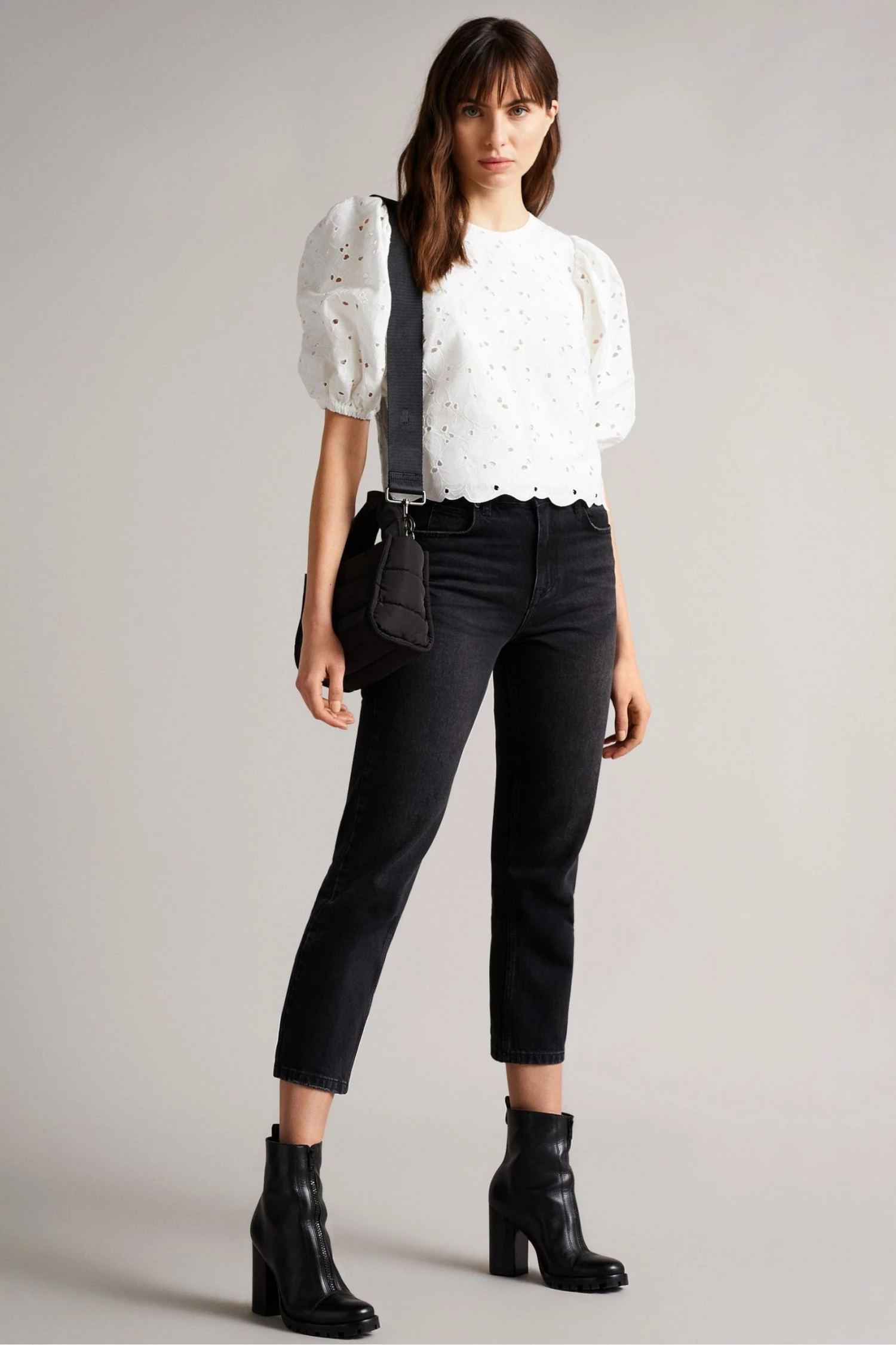 Ted Baker Inda White Cropped Top With Puff Sleeve 5 Ted Baker Inda White Cropped Top With Puff Sleeve - Image 3