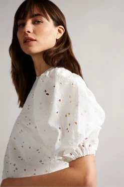 Ted Baker Inda White Cropped Top With Puff Sleeve 11 Ted Baker Inda White Cropped Top With Puff Sleeve -TED BAKER Sales Store unnamed file 4497
