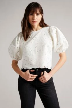 Ted Baker Inda White Cropped Top With Puff Sleeve 13 Ted Baker Inda White Cropped Top With Puff Sleeve -TED BAKER Sales Store unnamed file 4499