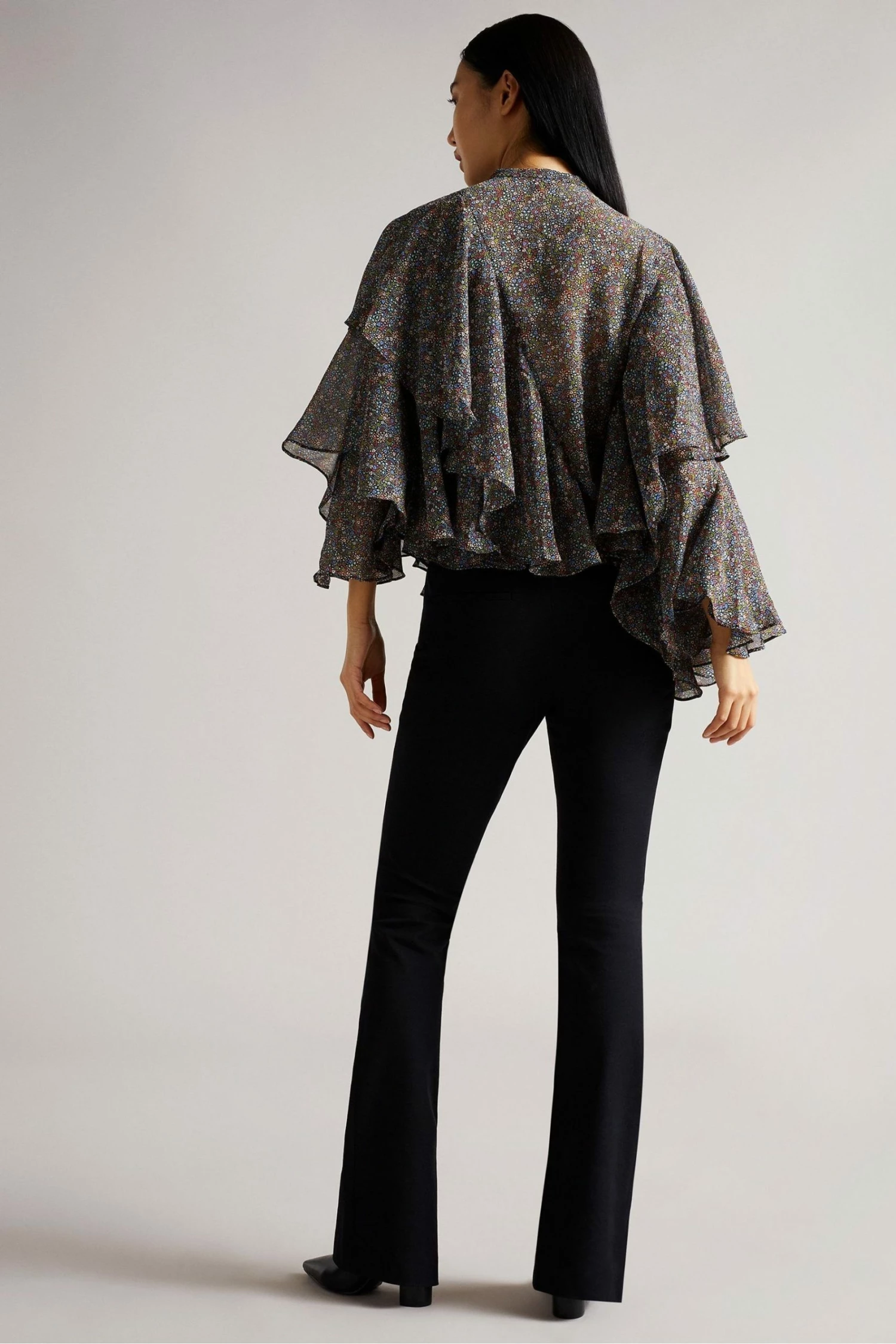 Ted Baker Black Printed Ruffle Blouse 5 Ted Baker Black Printed Ruffle Blouse - Image 3