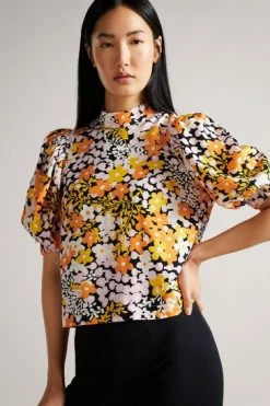 Ted Baker Ivoyne Black Puff Sleeve Boxy Top -TED BAKER Sales Store unnamed file 4516