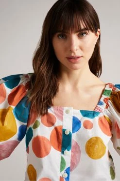 Ted Baker Nelda White Puff Sleeve Cropped Top -TED BAKER Sales Store unnamed file 4521