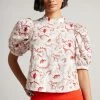 Ted Baker Pink Puff Sleeve Top With Seam Detailing -TED BAKER Sales Store unnamed file 4524