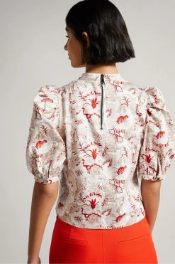 Ted Baker Pink Puff Sleeve Top With Seam Detailing -TED BAKER Sales Store unnamed file 4525