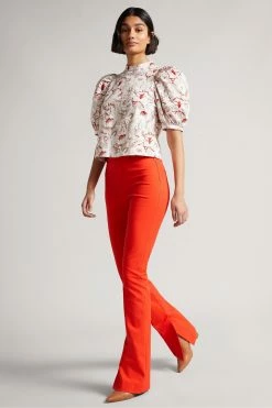 Ted Baker Pink Puff Sleeve Top With Seam Detailing -TED BAKER Sales Store unnamed file 4526