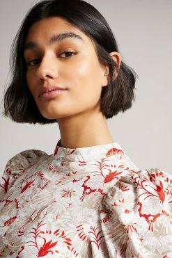 Ted Baker Pink Puff Sleeve Top With Seam Detailing -TED BAKER Sales Store unnamed file 4527