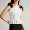 Ted Baker Pietri White Lace Insert Peplum Top With Grosgrain Straps -TED BAKER Sales Store unnamed file 4541