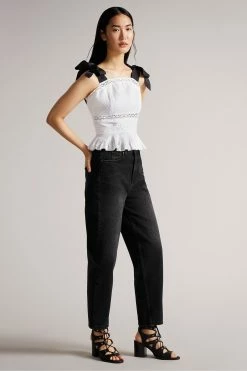 Ted Baker Pietri White Lace Insert Peplum Top With Grosgrain Straps -TED BAKER Sales Store unnamed file 4542