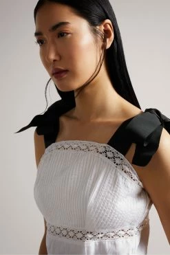 Ted Baker Pietri White Lace Insert Peplum Top With Grosgrain Straps -TED BAKER Sales Store unnamed file 4544