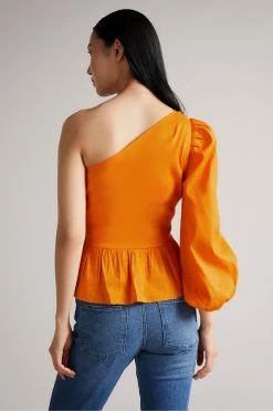 Ted Baker Orange Lera One Shoulder Top With Tie Waist 10 Ted Baker Orange Lera One Shoulder Top With Tie Waist -TED BAKER Sales Store unnamed file 4574
