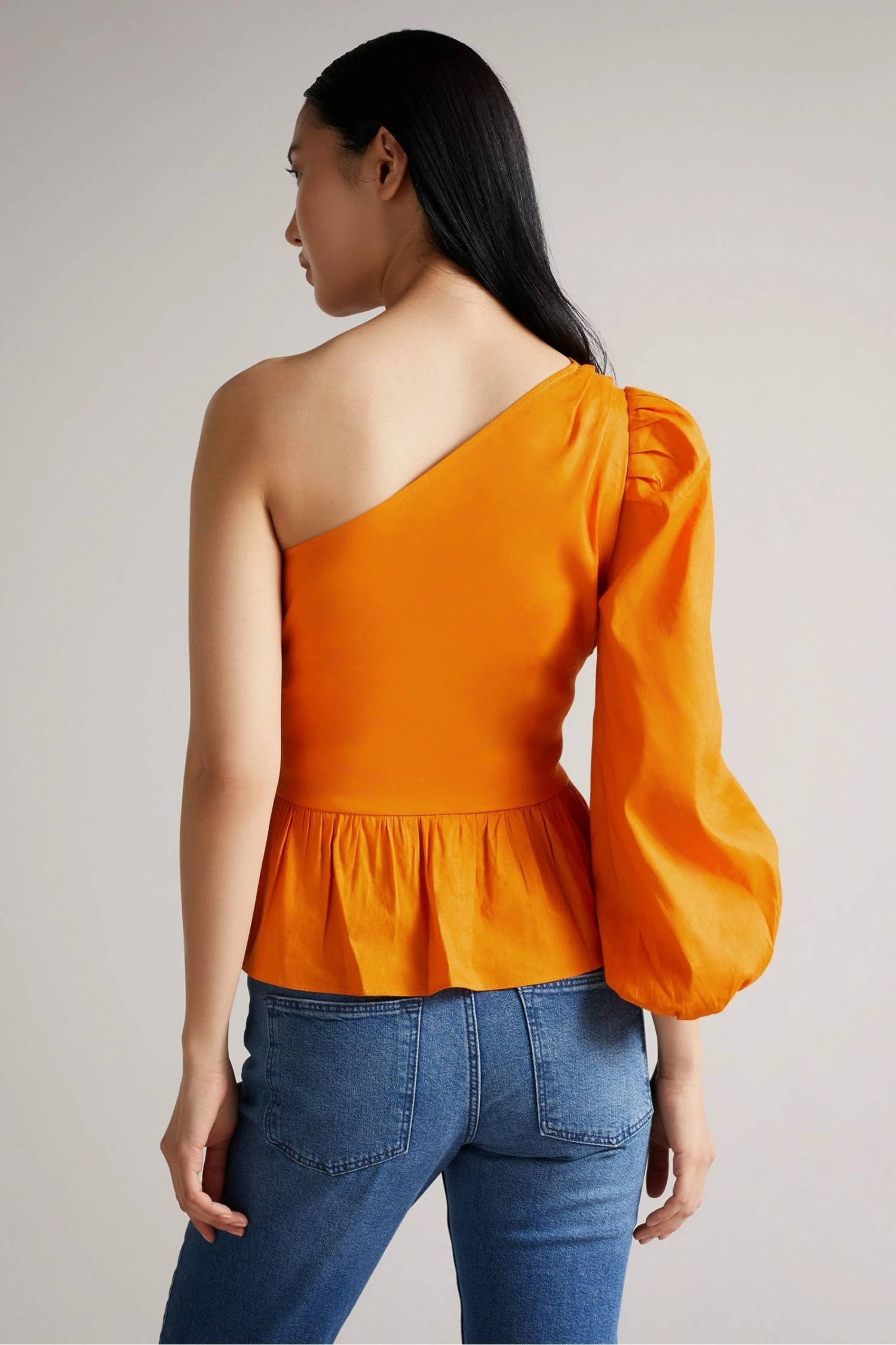 Ted Baker Orange Lera One Shoulder Top With Tie Waist 6 Ted Baker Orange Lera One Shoulder Top With Tie Waist - Image 4