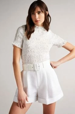 Ted Baker Womens White Tora Fitted Top -TED BAKER Sales Store unnamed file 4587