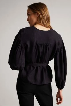 Ted Baker Navy Blue Ralda Wrap Top With Blouson Full Sleeve -TED BAKER Sales Store unnamed file 4589