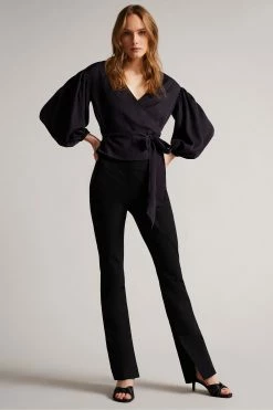 Ted Baker Navy Blue Ralda Wrap Top With Blouson Full Sleeve -TED BAKER Sales Store unnamed file 4590