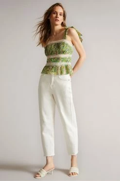 Ted Baker Pela Mid Green Lace Insert Peplum Top -TED BAKER Sales Store unnamed file 4596