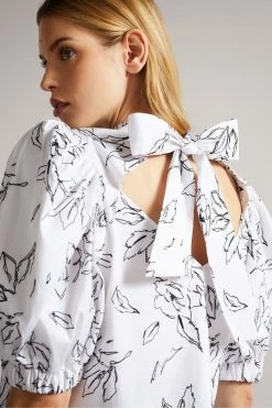 Ted Baker White Luulah Puff Sleeve Tie Back Top -TED BAKER Sales Store unnamed file 4606