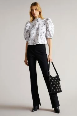 Ted Baker White Luulah Puff Sleeve Tie Back Top -TED BAKER Sales Store unnamed file 4608