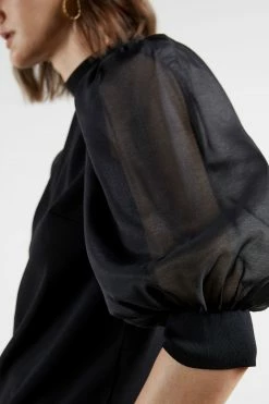 Ted Baker Black Micaeli Organza Volume Sleeve Top -TED BAKER Sales Store unnamed file 4620