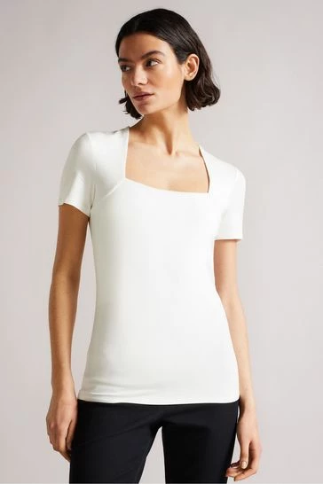 Ted Baker Gerbela White Square Neck Short Sleeve Top 8 Ted Baker Gerbela White Square Neck Short Sleeve Top - Image 6