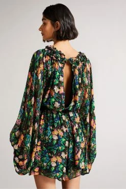 Ted Baker Verine Black Playsuit With Exaggerated Blouson Sleeve -TED BAKER Sales Store unnamed file 4648