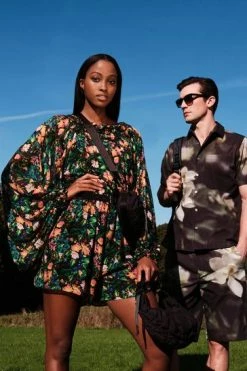 Ted Baker Verine Black Playsuit With Exaggerated Blouson Sleeve -TED BAKER Sales Store unnamed file 4652