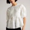 Ted Baker Karni White Exaggerated Puff Sleeve Top -TED BAKER Sales Store unnamed file 4664