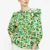 Ted Baker Green Gigie Printed Frill Shoulder Balloon Sleeve Top -TED BAKER Sales Store unnamed file 4669