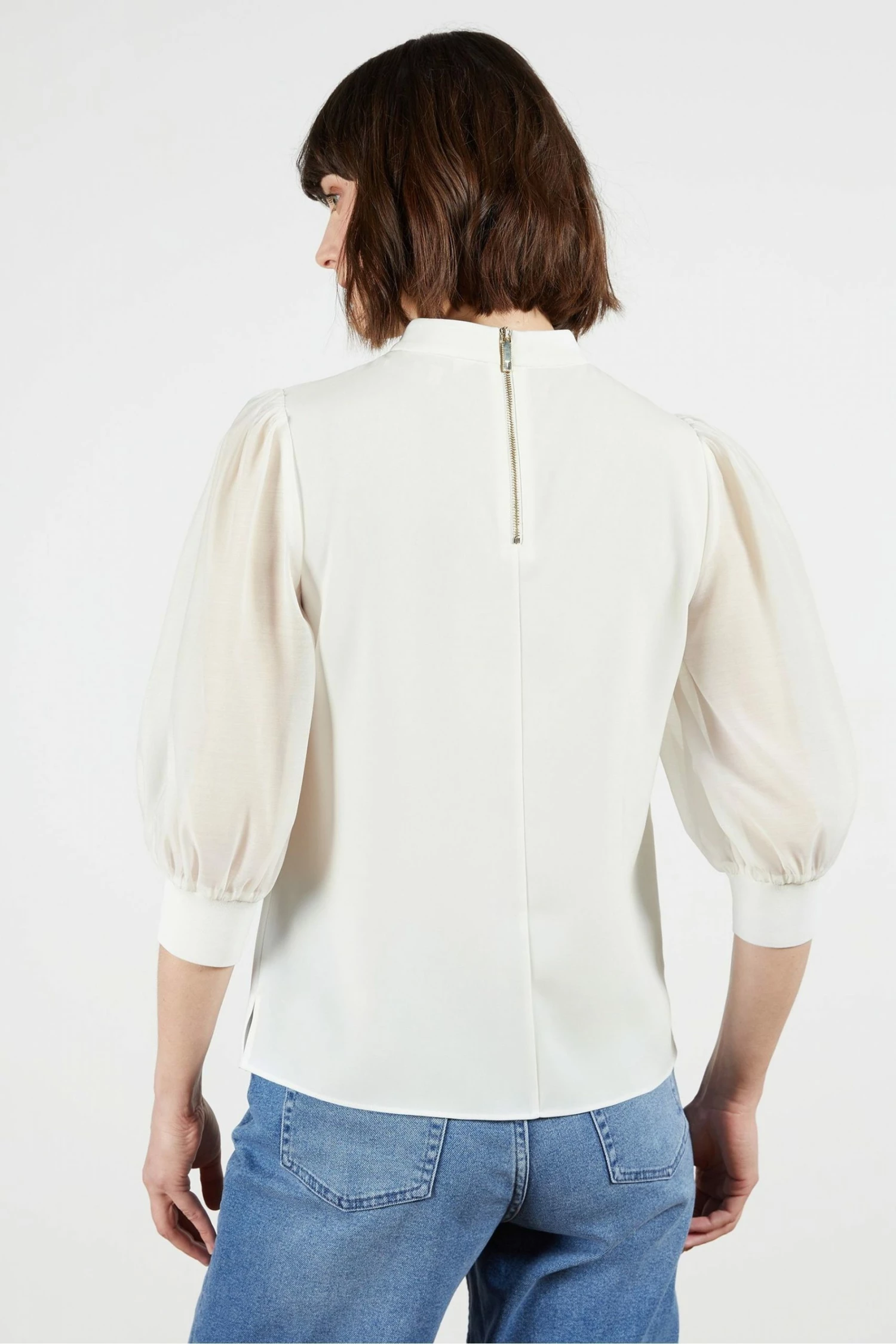 Ted Baker Cream Micaeli Organza Volume Sleeve Top 4 Ted Baker Cream Micaeli Organza Volume Sleeve Top - Image 2