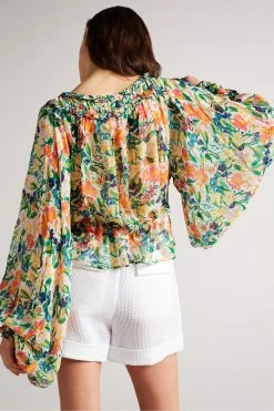 Ted Baker Kesara White Printed Blouse With Tie Waist 14 Ted Baker Kesara White Printed Blouse With Tie Waist -TED BAKER Sales Store unnamed file 4686