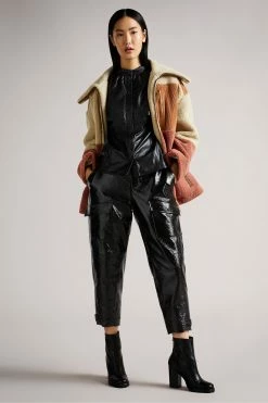 Ted Baker Black Perforated Pleather Top With Collar -TED BAKER Sales Store unnamed file 4695