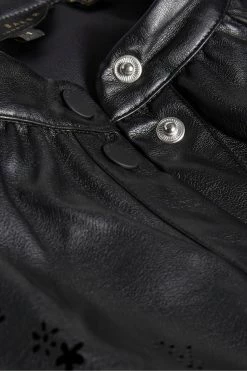 Ted Baker Black Perforated Pleather Top With Collar -TED BAKER Sales Store unnamed file 4697