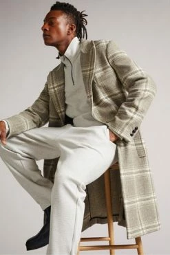 Ted Baker Natural Ogle Relaxed Fit Check Coat -TED BAKER Sales Store unnamed file 4704