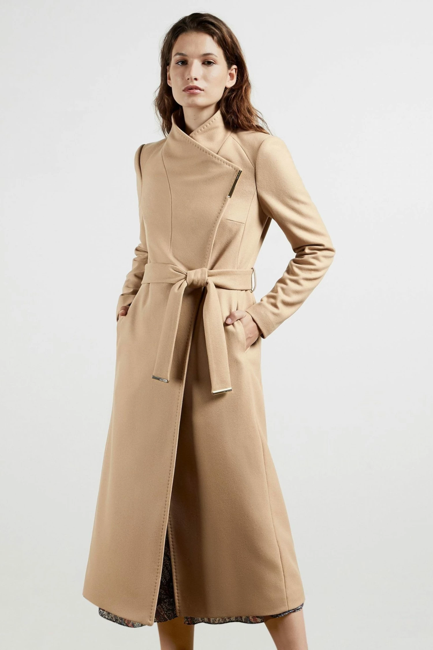 Ted Baker Rosell Long Length Wool Wrap Coat Cream 3 Ted Baker Rosell Long Length Wool Wrap Coat Cream