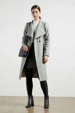 Ted Baker Grey Mid Length Wool Wrap Coat -TED BAKER Sales Store unnamed file 4749
