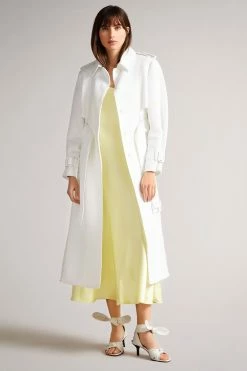 Ted Baker Pira White Fabric Blocked Pleated Trench Coat 10 Ted Baker Pira White Fabric Blocked Pleated Trench Coat -TED BAKER Sales Store unnamed file 4755