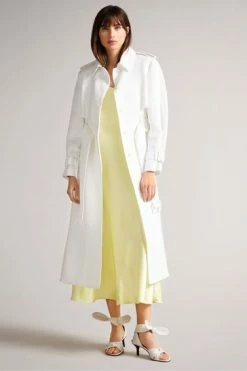 Ted Baker Pira White Fabric Blocked Pleated Trench Coat 13 Ted Baker Pira White Fabric Blocked Pleated Trench Coat -TED BAKER Sales Store unnamed file 4758