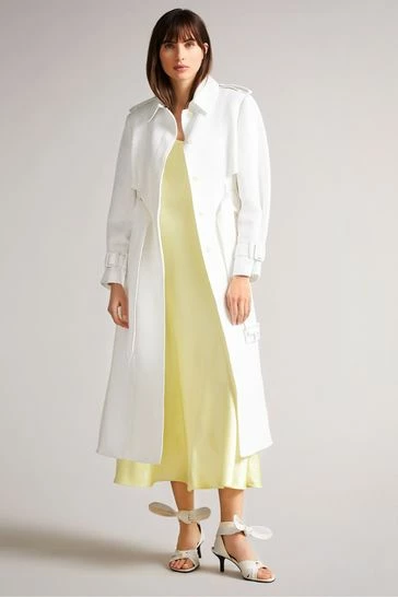 Ted Baker Pira White Fabric Blocked Pleated Trench Coat 8 Ted Baker Pira White Fabric Blocked Pleated Trench Coat - Image 6
