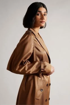 Ted Baker Fabri Brown Flood Length Fluid Drapey Trench Coat -TED BAKER Sales Store unnamed file 4761